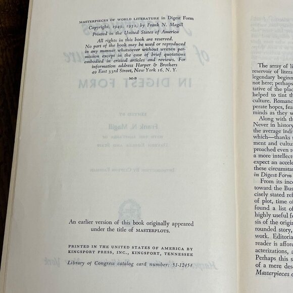Masterpieces of World Literature in Digest Form Hardcover 1952 - Picture 4 of 16